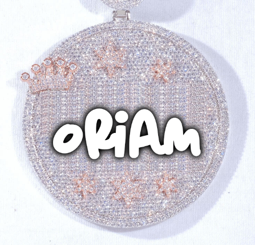 CUSTOM LETTER NECKLACE 3D BIG CROWN DISC