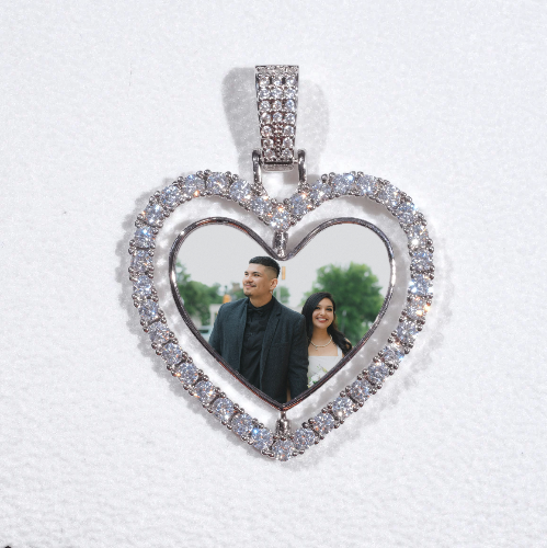 3D Spinning 2-Faced Heart Custom Picture Pendant