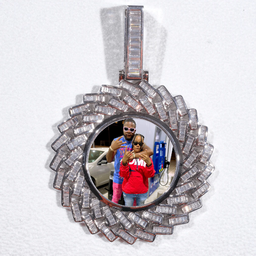 Large 3D Baguette Custom Picture Pendant