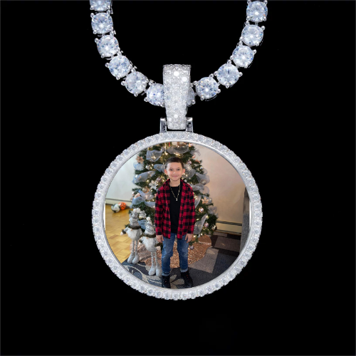 925S & VVS Moissanite 3D Circle Custom Picture Pendant