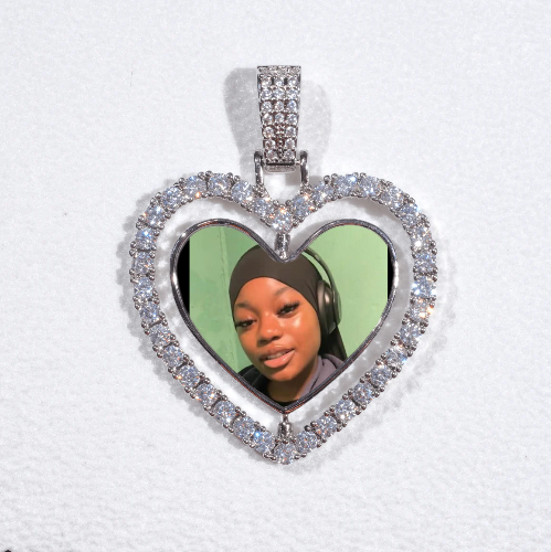 3D Spinning 2-Faced Heart Custom Picture Pendant