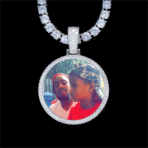 925S & VVS Moissanite 3D Circle Custom Picture Pendant