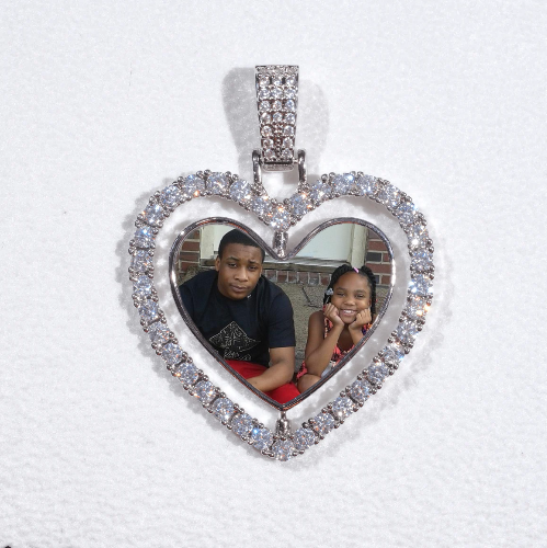 3D Spinning 2-Faced Heart Custom Picture Pendant
