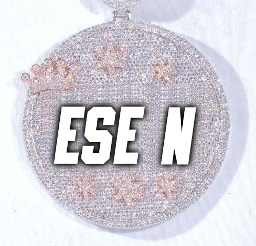 CUSTOM LETTER NECKLACE 3D BIG CROWN DISC