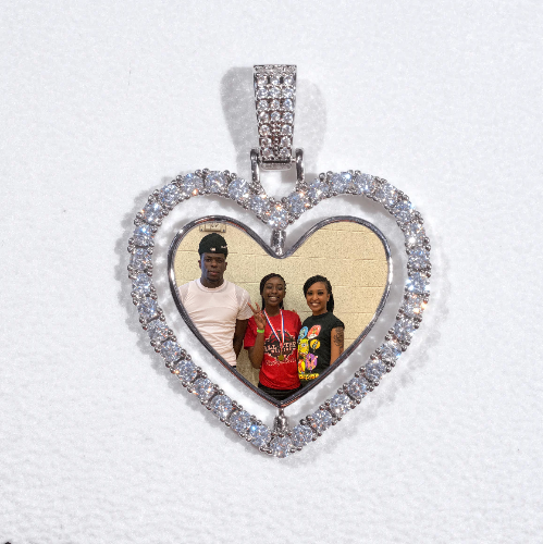 3D Spinning 2-Faced Heart Custom Picture Pendant