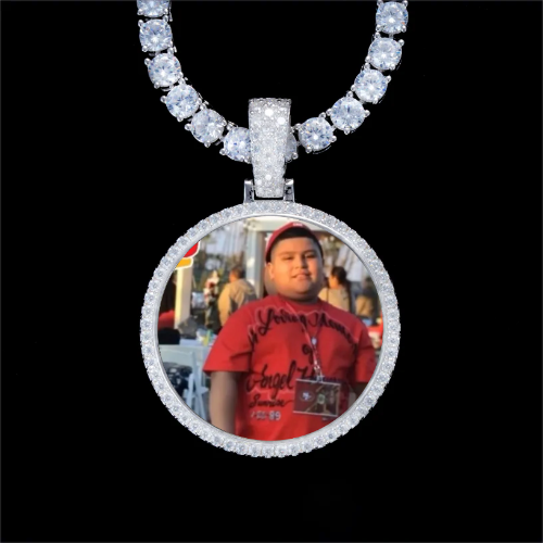 925S & VVS Moissanite 3D Circle Custom Picture Pendant