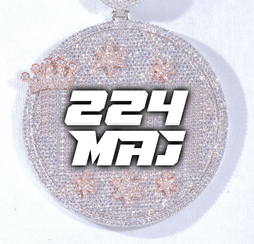 CUSTOM LETTER NECKLACE 3D BIG CROWN DISC