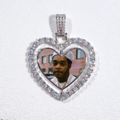 3D Spinning 2-Faced Heart Custom Picture Pendant