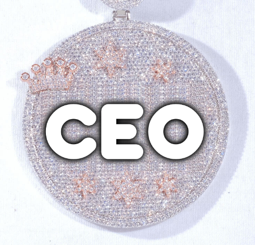 CUSTOM LETTER NECKLACE 3D BIG CROWN DISC