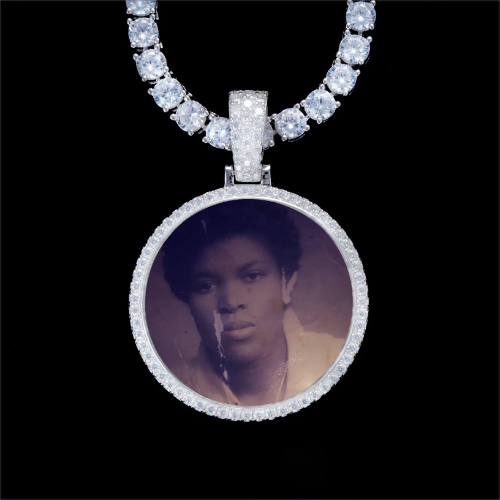 925S & VVS Moissanite 3D Circle Custom Picture Pendant