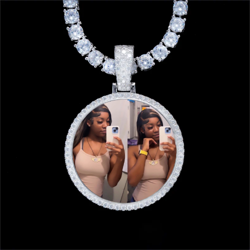 925S & VVS Moissanite 3D Circle Custom Picture Pendant