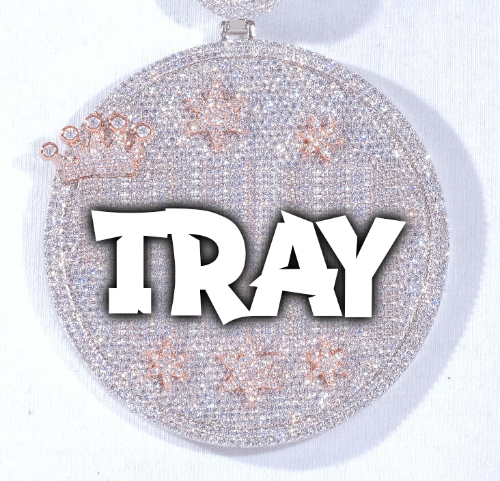CUSTOM LETTER NECKLACE 3D BIG CROWN DISC