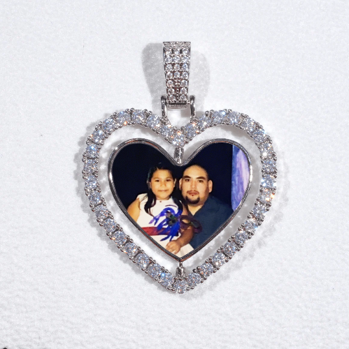 3D Spinning 2-Faced Heart Custom Picture Pendant