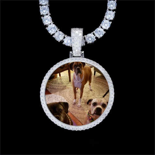 925S & VVS Moissanite 3D Circle Custom Picture Pendant