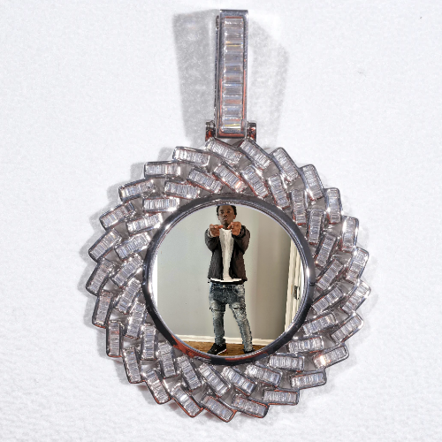 Large 3D Baguette Custom Picture Pendant