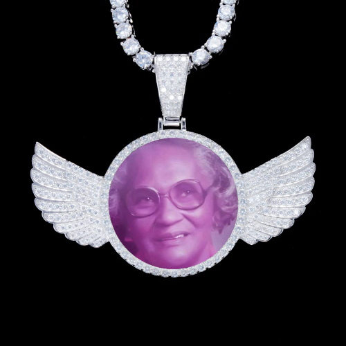 925S & VVS Moissanite 3D Wing Custom Picture Pendant