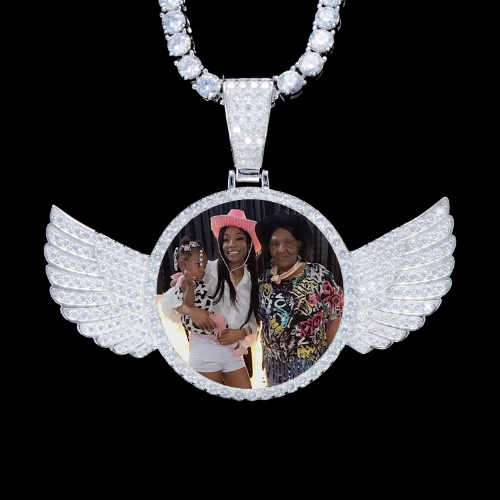 925S & VVS Moissanite 3D Wing Custom Picture Pendant
