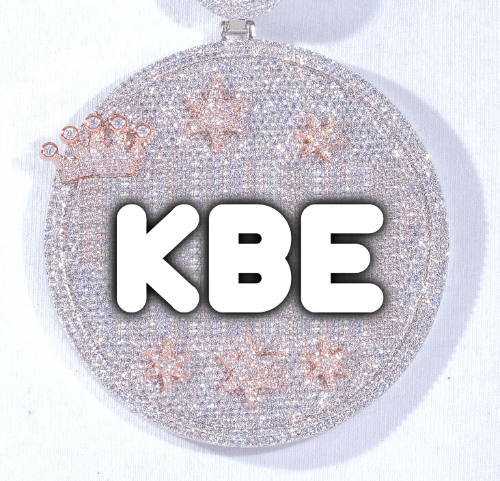 CUSTOM LETTER NECKLACE 3D BIG CROWN DISC