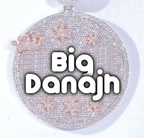 CUSTOM LETTER NECKLACE 3D BIG CROWN DISC