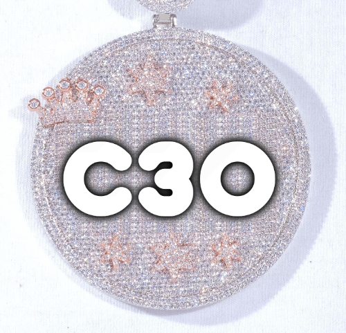 CUSTOM LETTER NECKLACE 3D BIG CROWN DISC