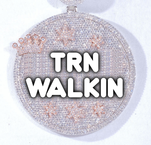 CUSTOM LETTER NECKLACE 3D BIG CROWN DISC
