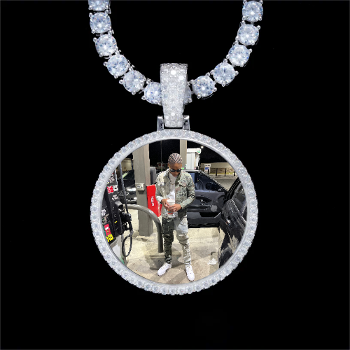 925S & VVS Moissanite 3D Circle Custom Picture Pendant