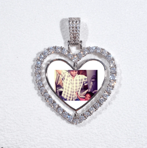 3D Spinning 2-Faced Heart Custom Picture Pendant