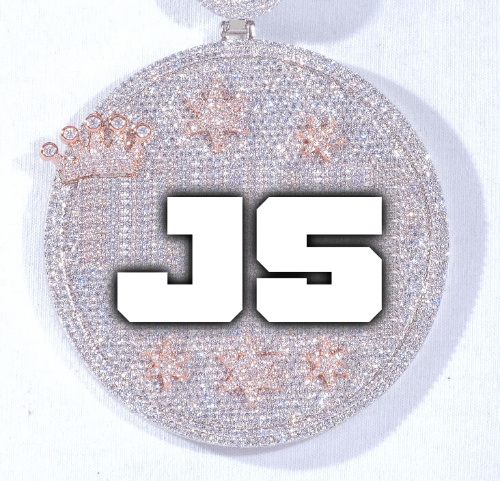 CUSTOM LETTER NECKLACE 3D BIG CROWN DISC