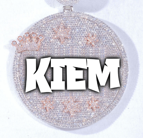 CUSTOM LETTER NECKLACE 3D BIG CROWN DISC