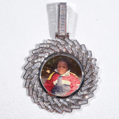 Large 3D Baguette Custom Picture Pendant
