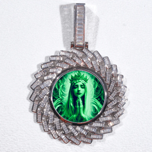 Large 3D Baguette Custom Picture Pendant