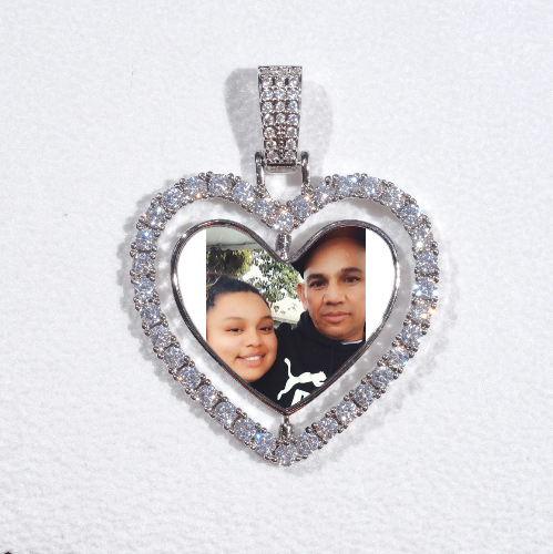3D Spinning 2-Faced Heart Custom Picture Pendant