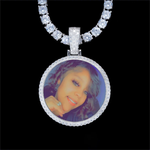 925S & VVS Moissanite 3D Circle Custom Picture Pendant
