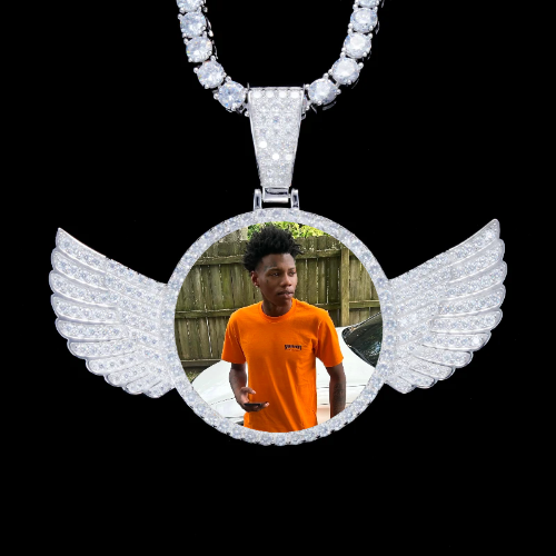 925S & VVS Moissanite 3D Wing Custom Picture Pendant