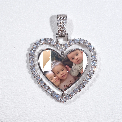 3D Spinning 2-Faced Heart Custom Picture Pendant