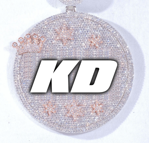 CUSTOM LETTER NECKLACE 3D BIG CROWN DISC