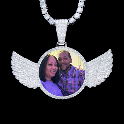 925S & VVS Moissanite 3D Wing Custom Picture Pendant