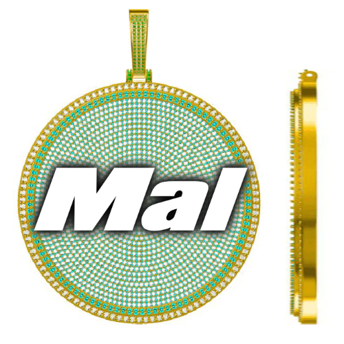 CUSTOM LETTER NECKLACE 3D BIG DISC