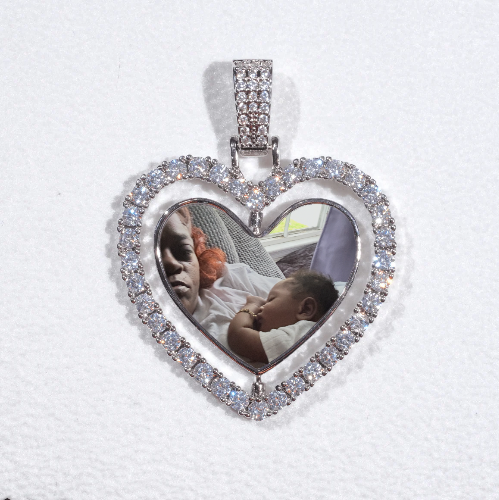 3D Spinning 2-Faced Heart Custom Picture Pendant