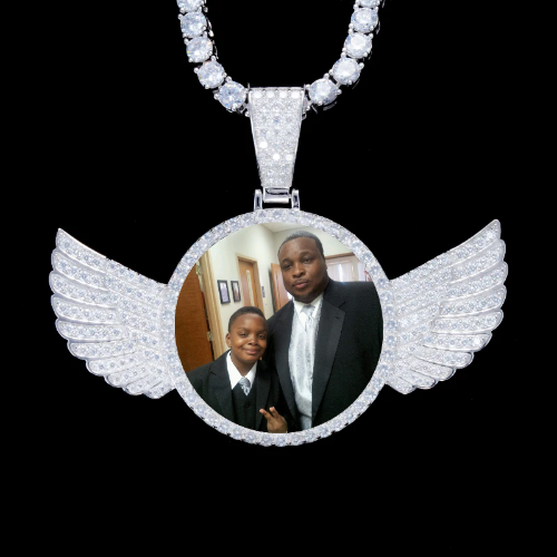 925S & VVS Moissanite 3D Wing Custom Picture Pendant