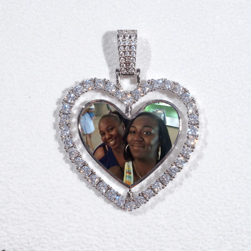 3D Spinning 2-Faced Heart Custom Picture Pendant