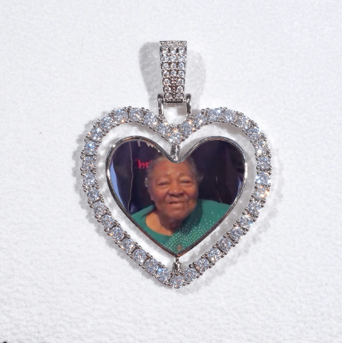 3D Spinning 2-Faced Heart Custom Picture Pendant