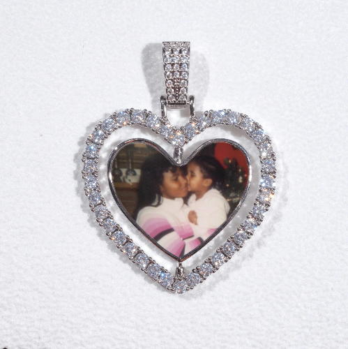 3D Spinning 2-Faced Heart Custom Picture Pendant