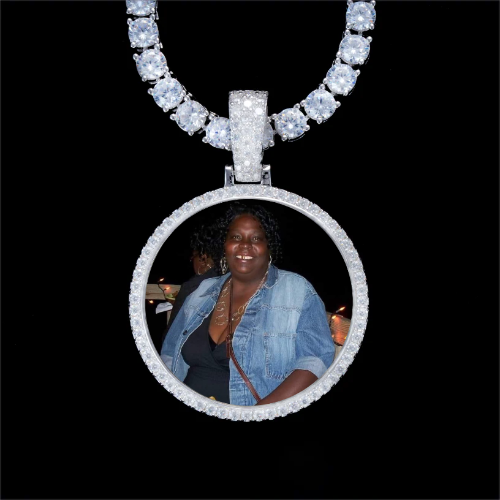 925S & VVS Moissanite 3D Circle Custom Picture Pendant