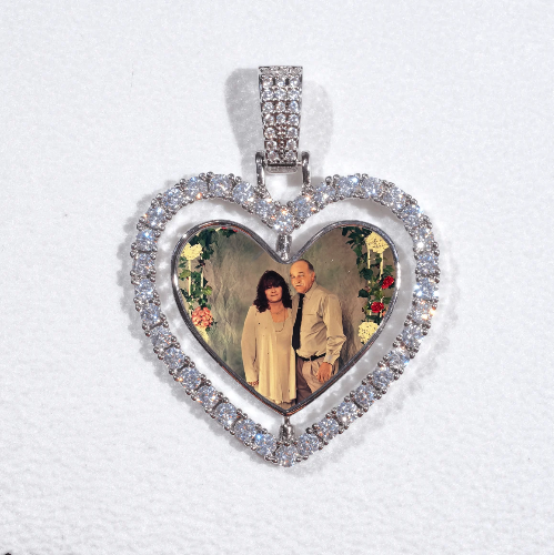 3D Spinning 2-Faced Heart Custom Picture Pendant
