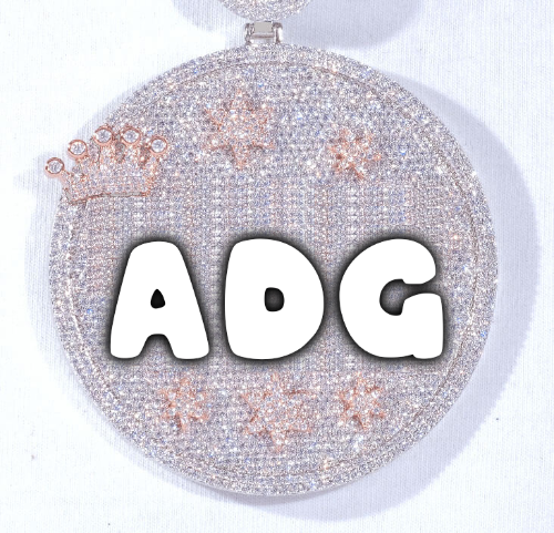 CUSTOM LETTER NECKLACE 3D BIG CROWN DISC