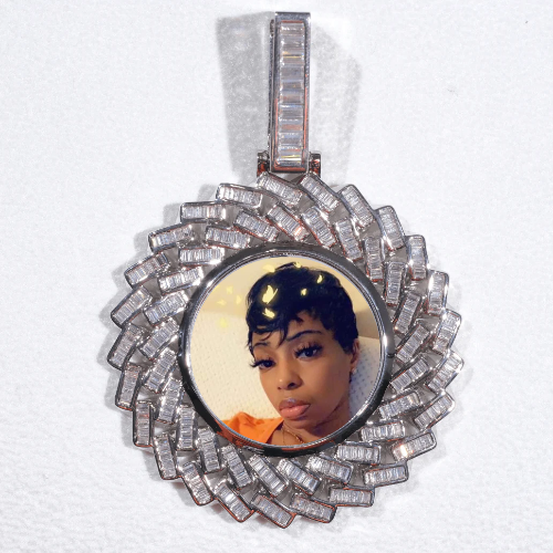 Large 3D Baguette Custom Picture Pendant
