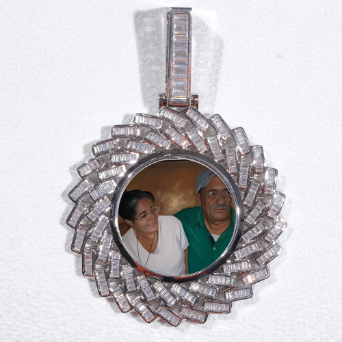 Large 3D Baguette Custom Picture Pendant