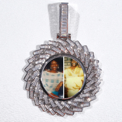 Large 3D Baguette Custom Picture Pendant