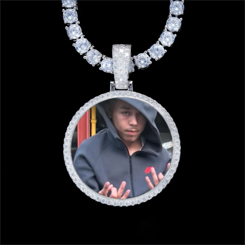 925S & VVS Moissanite 3D Circle Custom Picture Pendant